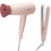 Набор для укладки волос Philips BHP398/00, фен + выпрямитель, Розовый