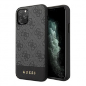 Чехол iPhone 11 Pro Max Накладка Кожзам Guess Stripe Metal Logo Hard
